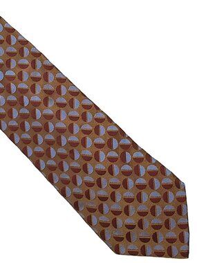 Gucci Bronze w/ Brown & Blue Semi-circles Dots Silk Tie Necktie 3.75 x 59